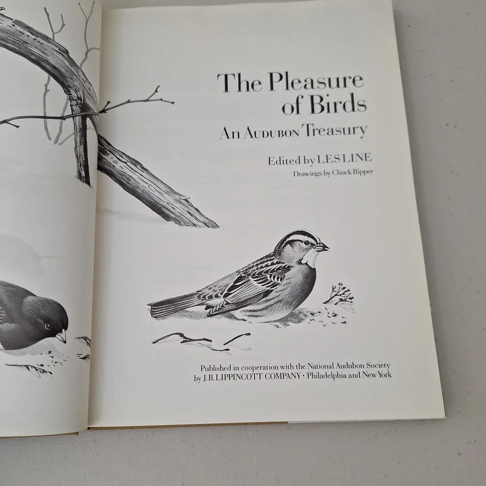 The Pleasure of Birds, An Audubon Treasury, Les Line, 1975 1st Ed Hardback